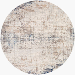 Livabliss Roma Machine Woven Polypropylene Area Rug Minimalist Modern Style for Large Living Rooms Light Gray, Ivo 7'10" x 7'10" Round ROM2315-710RD