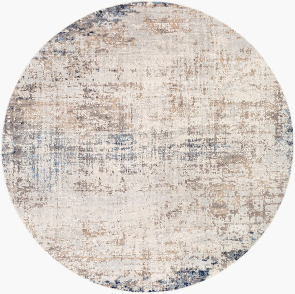 Livabliss Roma Machine Woven Polypropylene Area Rug Minimalist Modern Style for Large Living Rooms Light Gray, Ivo 7'10" x 7'10" Round ROM2315-710RD