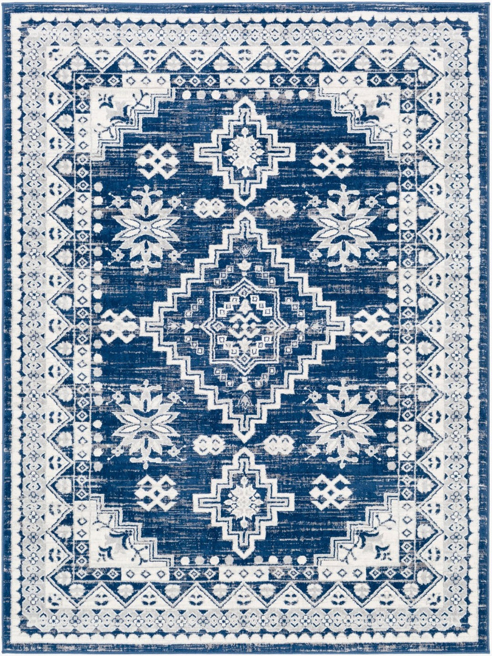 Livabliss Roma Traditional Polypropylene Area Rug Machine Woven in Turkey for Living and Dining Rooms Dark Blue, Gray 6'7" x 9' ROM2318-679