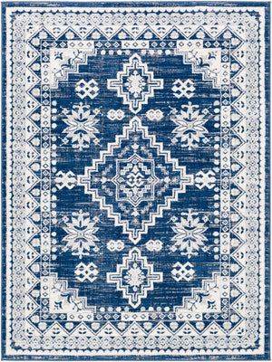 Livabliss Roma Traditional Polypropylene Area Rug Machine Woven in Turkey for Living and Dining Rooms Dark Blue, Gray 6'7" x 9' ROM2318-679