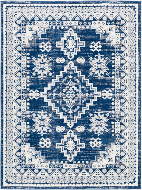 Livabliss Roma Traditional Polypropylene Area Rug Machine Woven in Turkey for Living and Dining Rooms Dark Blue, Gray 6'7" x 9' ROM2318-679