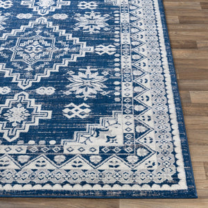 Livabliss Roma Traditional Polypropylene Area Rug Machine Woven in Turkey for Living and Dining Rooms Dark Blue, Gray 6'7" x 9' ROM2318-679