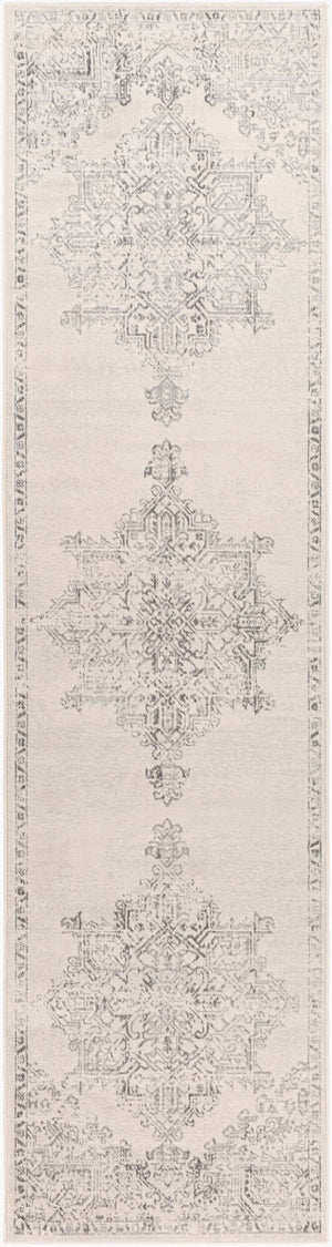 Livabliss Roma Turkish Machine Woven Polypropylene Rug for Large Living and Dining Spaces White, Light Gr 2'7" x 10' ROM2322-2710