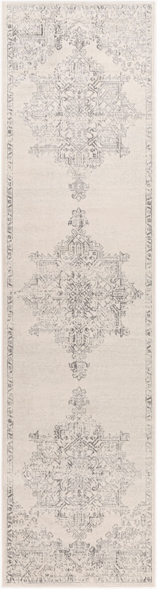 Livabliss Roma Turkish Machine Woven Polypropylene Rug for Large Living and Dining Spaces White, Light Gr 2'7" x 10' ROM2322-2710