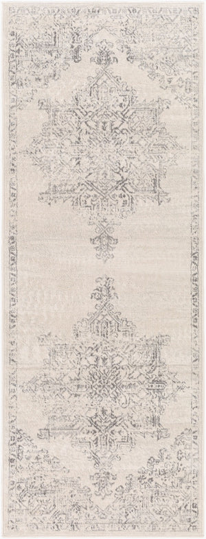Livabliss Roma Turkish Machine Woven Polypropylene Rug for Large Living and Dining Spaces White, Light Gr 2'7" x 7'3" ROM2322-2773