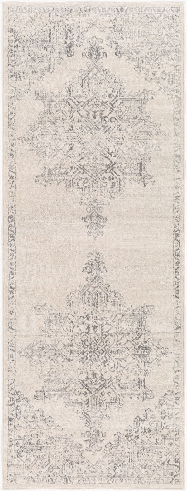 Livabliss Roma Turkish Machine Woven Polypropylene Rug for Large Living and Dining Spaces White, Light Gr 2'7" x 7'3" ROM2322-2773