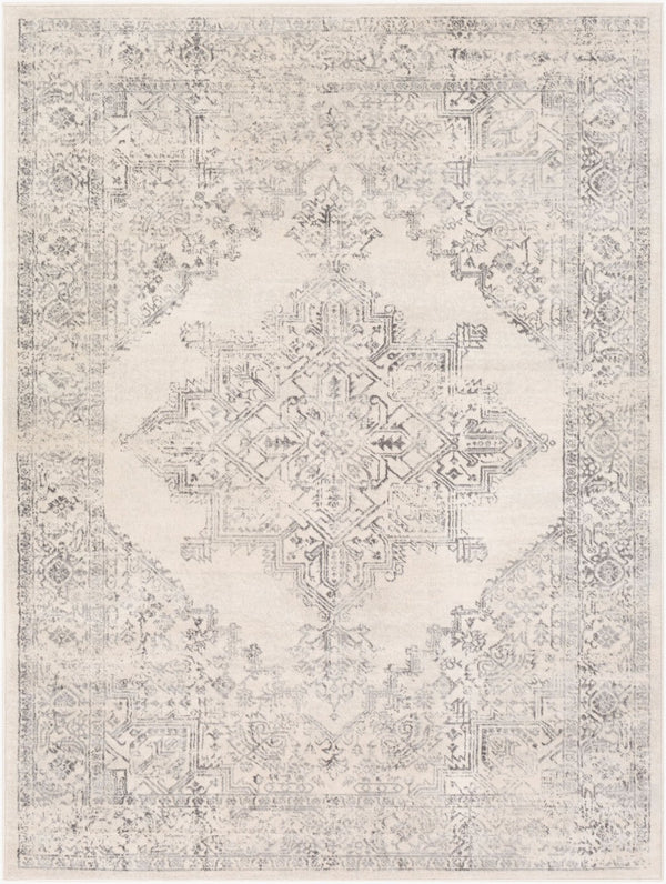 Livabliss Roma Turkish Machine Woven Polypropylene Rug for Large Living and Dining Spaces White, Light Gr 2' x 2'11" ROM2322-23
