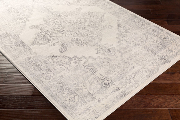 Livabliss Roma Turkish Machine Woven Polypropylene Rug for Large Living and Dining Spaces White, Light Gr 2' x 2'11" ROM2322-23