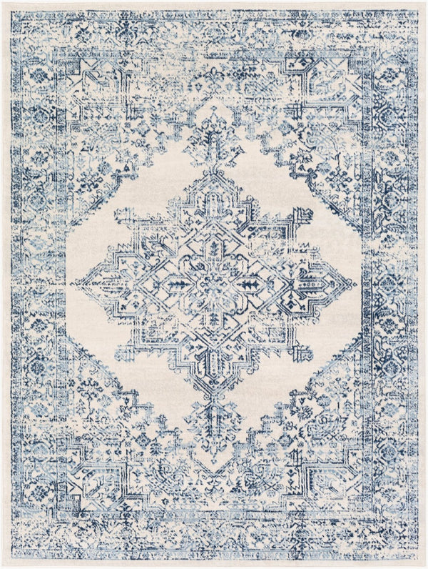 Livabliss Roma Medallion Area Rug Turkish Woven Polypropylene Medium Pile Living Room Floor White, Light Gr 8'11" x 12'4" ROM2323-9123