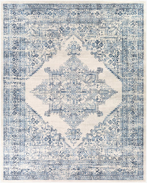 Livabliss Roma Medallion Area Rug Turkish Woven Polypropylene Medium Pile Living Room Floor White, Light Gr 7'10" x 10' ROM2323-71010