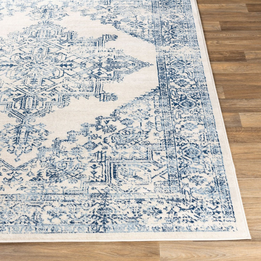 Livabliss Roma Medallion Area Rug Turkish Woven Polypropylene Medium Pile Living Room Floor White, Light Gr 7'10" x 10' ROM2323-71010