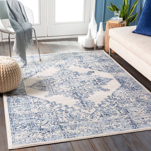 Livabliss Roma Medallion Area Rug Turkish Woven Polypropylene Medium Pile Living Room Floor White, Light Gr 8'11" x 12'4" ROM2323-9123
