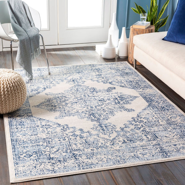 Livabliss Roma Medallion Area Rug Turkish Woven Polypropylene Medium Pile Living Room Floor White, Light Gr 8'11" x 12'4" ROM2323-9123