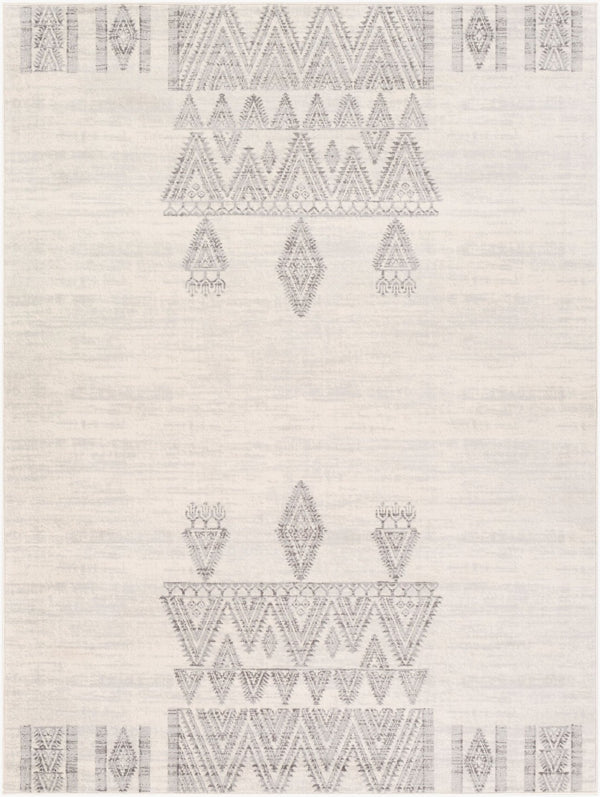 Livabliss Roma Global Bohemian Polypropylene Area Rug for Living Rooms and Entryways White, Light Gr 6'7" x 9' ROM2325-679
