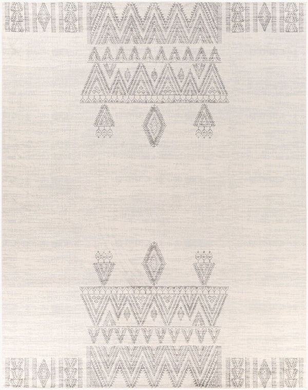 Livabliss Roma Global Bohemian Polypropylene Area Rug for Living Rooms and Entryways White, Light Gr 7'10" x 10' ROM2325-71010