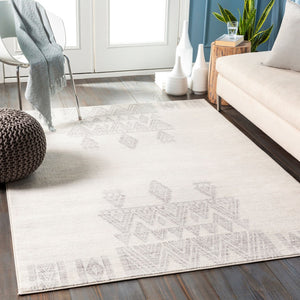 Livabliss Roma Global Bohemian Polypropylene Area Rug for Living Rooms and Entryways White, Light Gr 6'7" x 9' ROM2325-679
