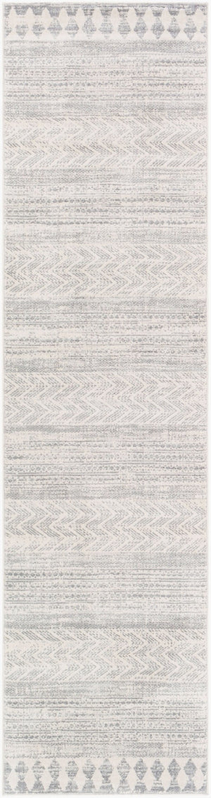 Livabliss Roma Bohemian Global Polypropylene Area Rug Medium Pile for Living Room Decor White, Light Gr 2'7" x 10' ROM2329-2710