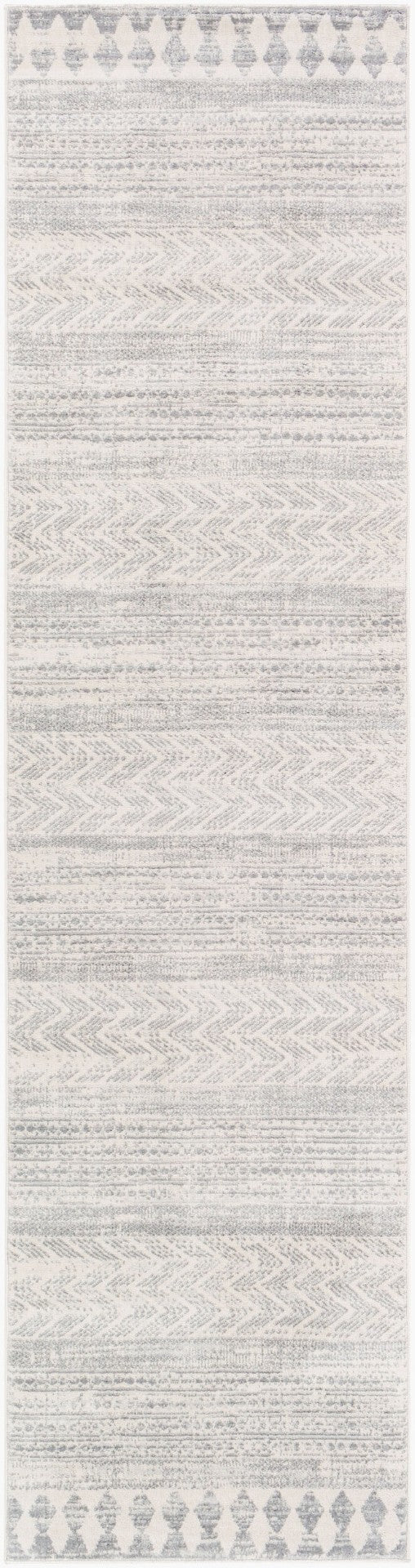 Livabliss Roma Bohemian Global Polypropylene Area Rug Medium Pile for Living Room Decor White, Light Gr 2'7" x 10' ROM2329-2710