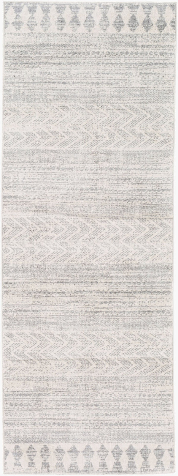 Livabliss Roma Bohemian Global Polypropylene Area Rug Medium Pile for Living Room Decor White, Light Gr 2'7" x 7'3" ROM2329-2773