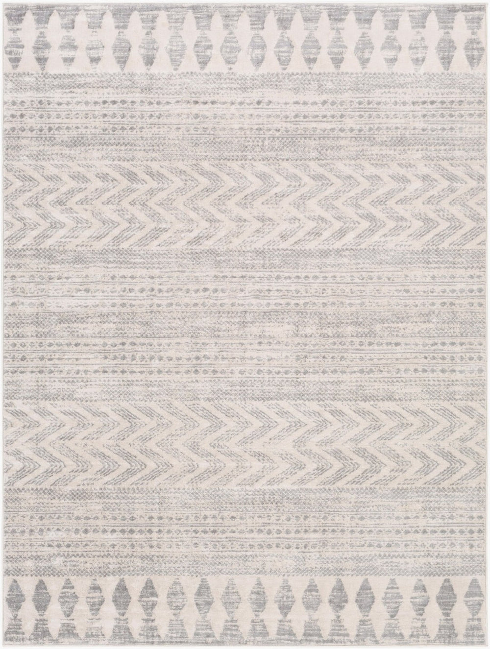Livabliss Roma Bohemian Global Polypropylene Area Rug Medium Pile for Living Room Decor White, Light Gr 8'11" x 12'4" ROM2329-9123