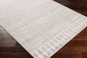 Livabliss Roma Bohemian Global Polypropylene Area Rug Medium Pile for Living Room Decor White, Light Gr 7'10" x 7'10" Square ROM2329-710SQ