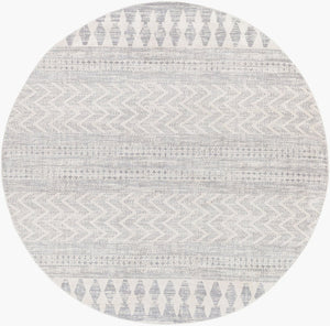 Livabliss Roma Bohemian Global Polypropylene Area Rug Medium Pile for Living Room Decor White, Light Gr 7'10" x 7'10" Round ROM2329-710RD