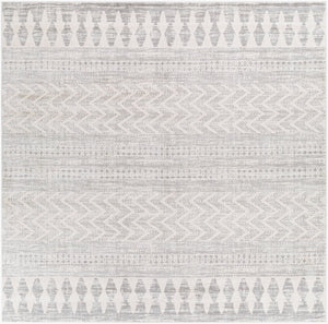 Livabliss Roma Bohemian Global Polypropylene Area Rug Medium Pile for Living Room Decor White, Light Gr 7'10" x 7'10" Square ROM2329-710SQ