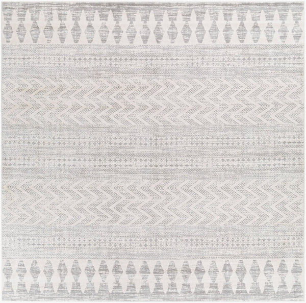 Livabliss Roma Bohemian Global Polypropylene Area Rug Medium Pile for Living Room Decor White, Light Gr 7'10" x 7'10" Square ROM2329-710SQ