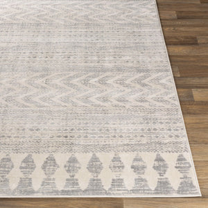 Livabliss Roma Bohemian Global Polypropylene Area Rug Medium Pile for Living Room Decor White, Light Gr 7'10" x 7'10" Square ROM2329-710SQ