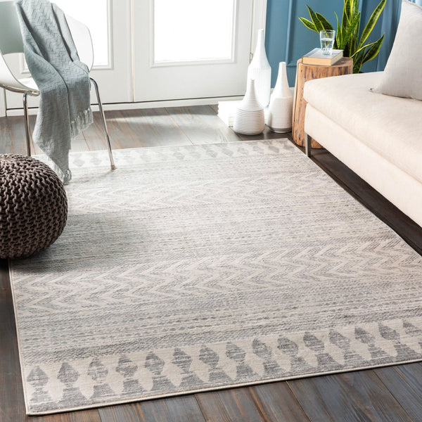 Livabliss Roma Bohemian Global Polypropylene Area Rug Medium Pile for Living Room Decor White, Light Gr 8'11" x 12'4" ROM2329-9123