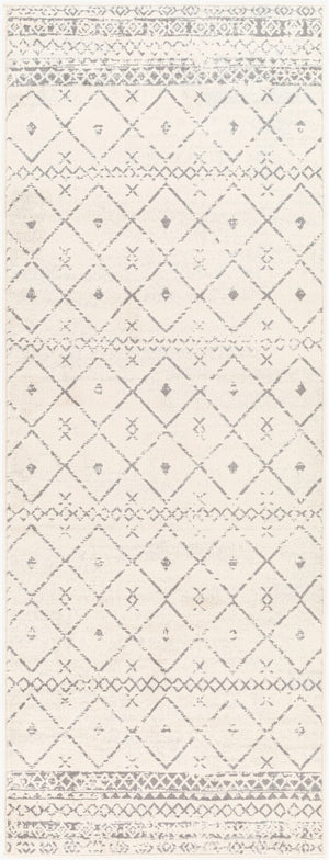 Livabliss Roma Bohemian Global Polypropylene Area Rug Machine Woven in Turkey for Open Living White, Charcoal 2'7" x 7'3" ROM2338-2773