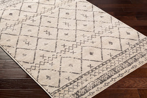 Livabliss Roma Bohemian Global Polypropylene Area Rug Machine Woven in Turkey for Open Living White, Charcoal 6'7" x 9' ROM2338-679