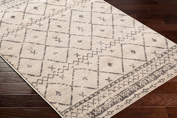 Livabliss Roma Bohemian Global Polypropylene Area Rug Machine Woven in Turkey for Open Living White, Charcoal 6'7" x 9' ROM2338-679