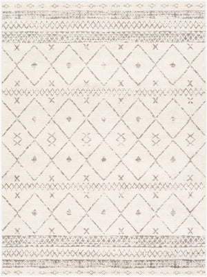 Livabliss Roma Bohemian Global Polypropylene Area Rug Machine Woven in Turkey for Open Living White, Charcoal 6'7" x 9' ROM2338-679