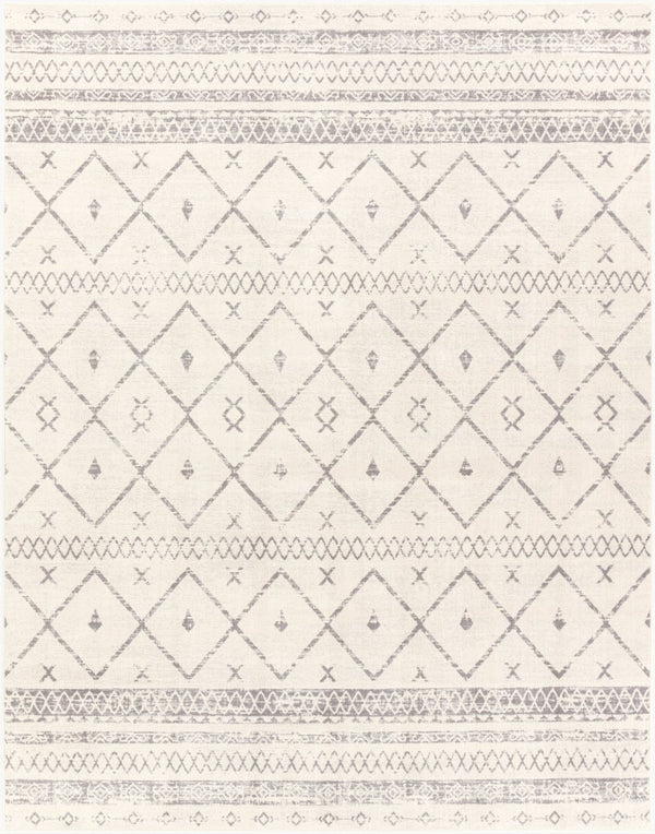 Livabliss Roma Bohemian Global Polypropylene Area Rug Machine Woven in Turkey for Open Living White, Charcoal 7'10" x 10' ROM2338-71010