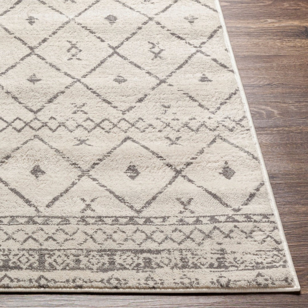 Livabliss Roma Bohemian Global Polypropylene Area Rug Machine Woven in Turkey for Open Living White, Charcoal 7'10" x 7'10" Square ROM2338-710SQ