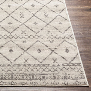 Livabliss Roma Bohemian Global Polypropylene Area Rug Machine Woven in Turkey for Open Living White, Charcoal 6'7" x 9' ROM2338-679