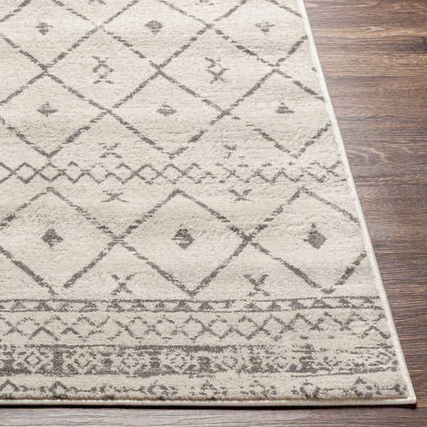 Livabliss Roma Bohemian Global Polypropylene Area Rug Machine Woven in Turkey for Open Living White, Charcoal 6'7" x 9' ROM2338-679