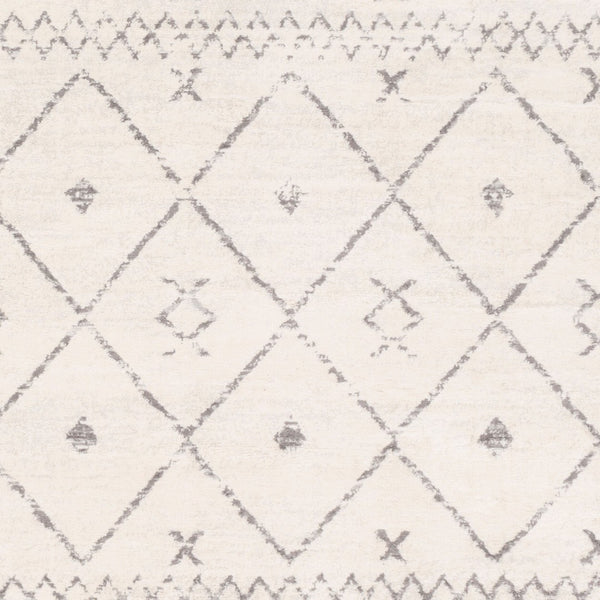 Livabliss Roma Bohemian Global Polypropylene Area Rug Machine Woven in Turkey for Open Living White, Charcoal 6'7" x 9' ROM2338-679