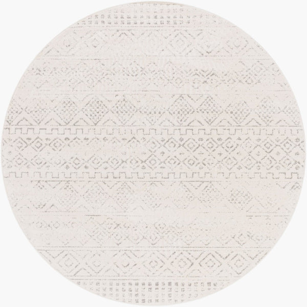 Livabliss Roma Global Bohemian Pattern Machine Woven Polypropylene Area Rug for Living Rooms Gray, Light Gra 7'10" x 7'10" Round ROM2341-710RD