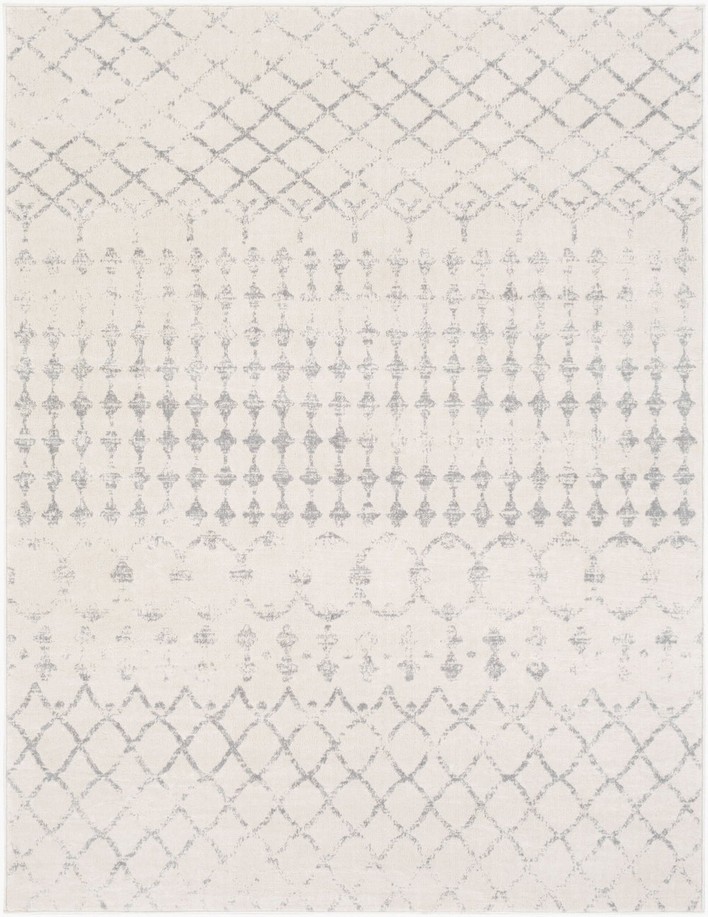 Livabliss Roma Global Pattern Large Area Rug Polypropylene Medium Pile for Living Rooms White, Light Gr 8'11" x 12'4" ROM2343-9123