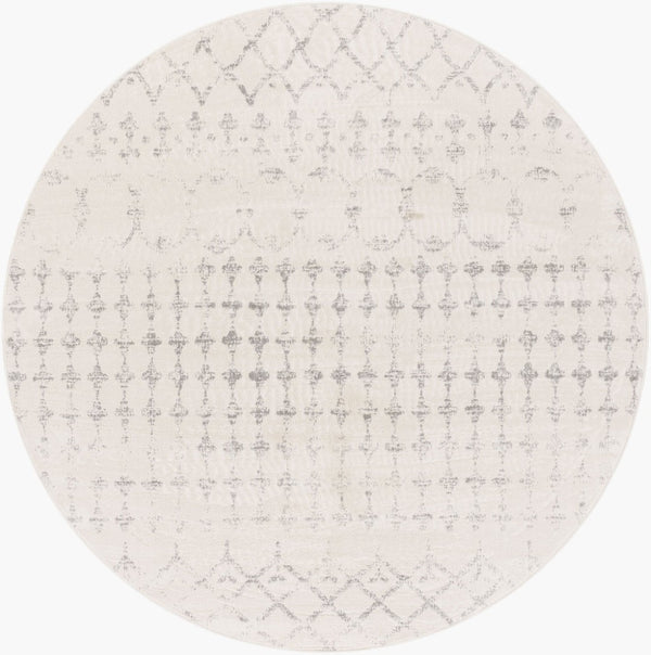 Livabliss Roma Global Pattern Large Area Rug Polypropylene Medium Pile for Living Rooms White, Light Gr 7'10" x 7'10" Round ROM2343-710RD