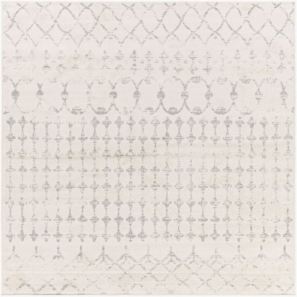 Livabliss Roma Global Pattern Large Area Rug Polypropylene Medium Pile for Living Rooms White, Light Gr 7'10" x 7'10" Square ROM2343-710SQ
