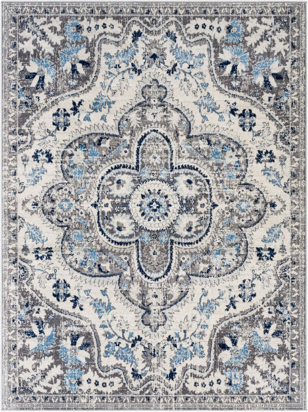 Livabliss Roma Traditional Pattern Polypropylene Area Rug for Living Room and Dining Space Navy, Light Sla 8'11" x 12'4" ROM2359-9123