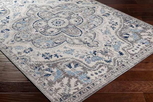 Livabliss Roma Traditional Pattern Polypropylene Area Rug for Living Room and Dining Space Navy, Light Sla 8'11" x 12'4" ROM2359-9123