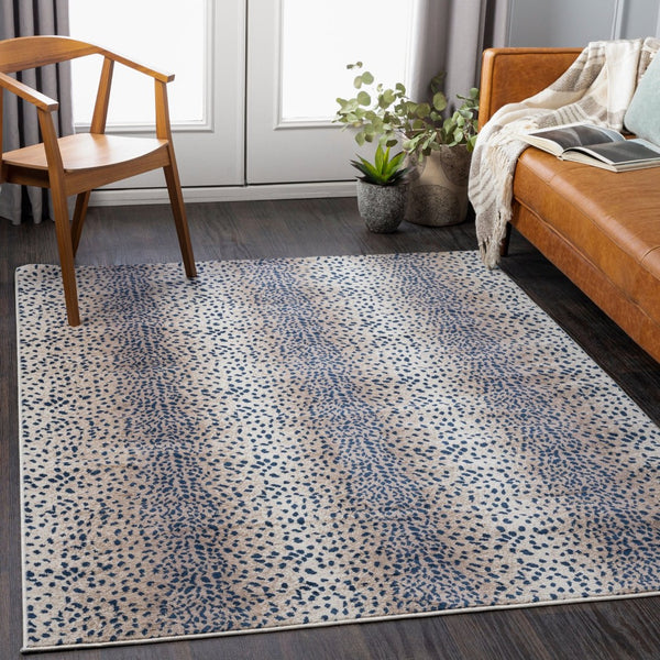 Livabliss Roma Geometric Area Rug Turkish Woven Polypropylene for Living Room or Dining Space Navy, Tan 5'3" x 7'1" ROM2372-5371