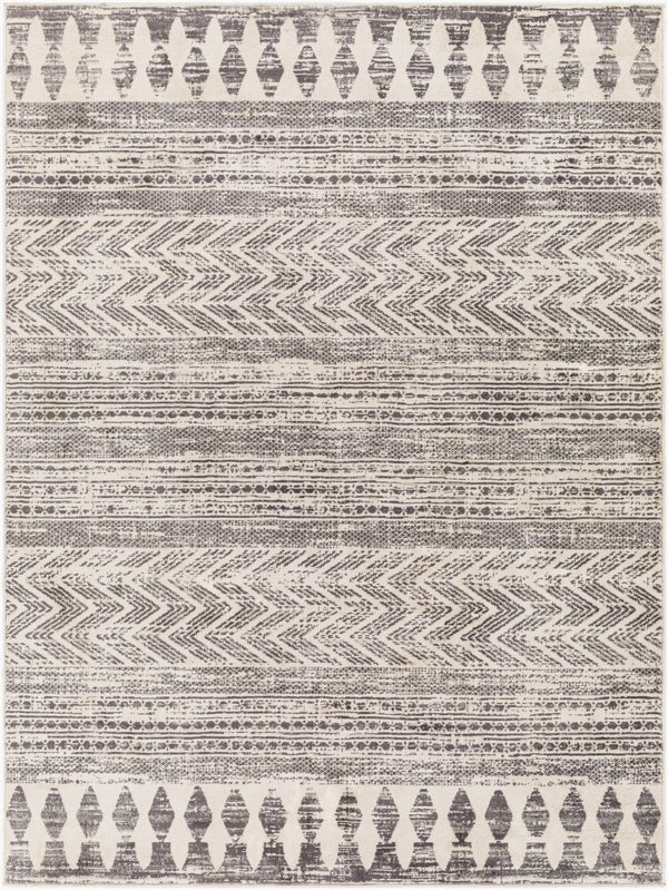 Livabliss Roma Bohemian Global Turkish Machine Woven Polypropylene Rug for Living Room White, Charcoal 8'11" x 12'4" ROM2396-811123