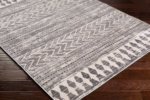 Livabliss Roma Bohemian Global Turkish Machine Woven Polypropylene Rug for Living Room White, Charcoal 8'11" x 12'4" ROM2396-811123