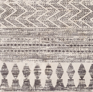 Livabliss Roma Bohemian Global Turkish Machine Woven Polypropylene Rug for Living Room White, Charcoal 8'11" x 12'4" ROM2396-811123