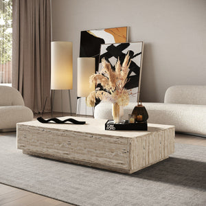 VIG Furniture Nova Domus Roma - Modern Faux Travertine Rectangular Coffee Table VGAN-ROMA-CT